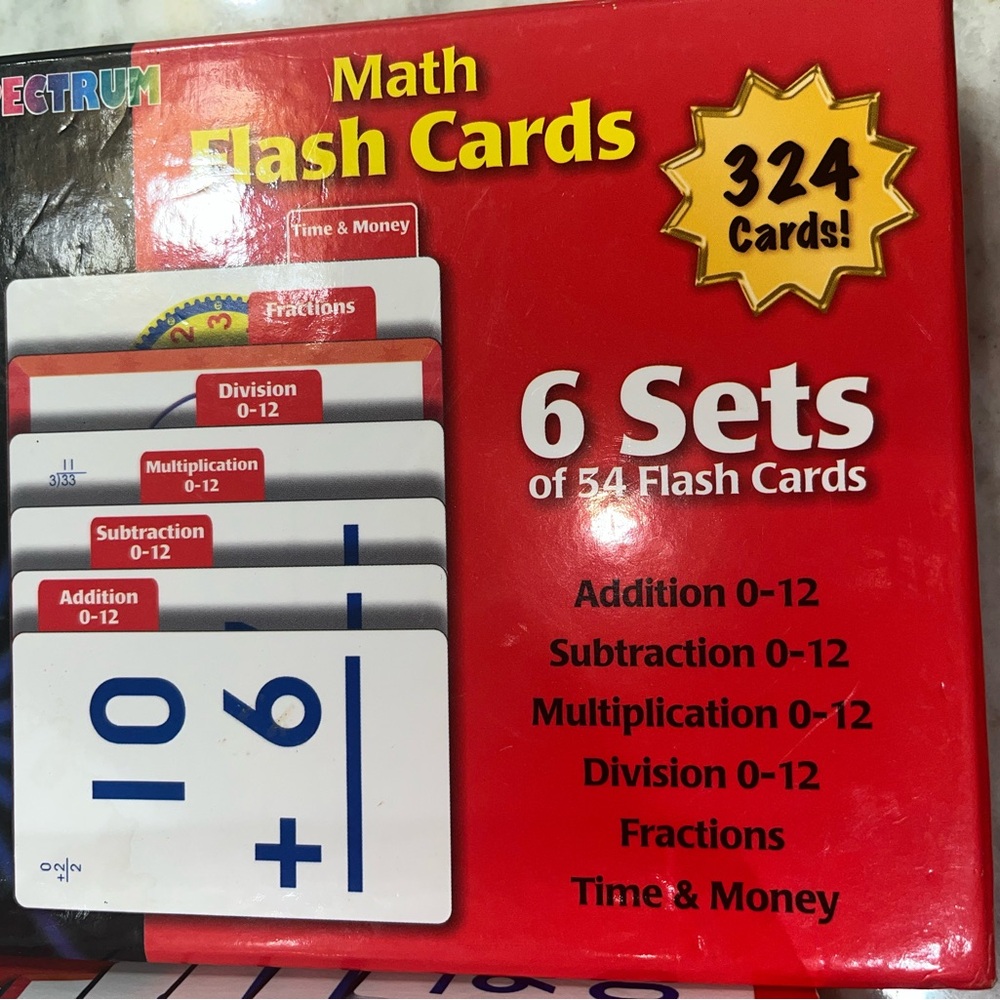 Math Flash Cards - Red